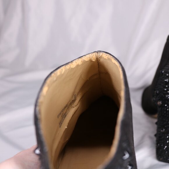 Zara Black Studded Embellished Block Heel Ankle Boots Booties Size 38 - Picture 6 of 14